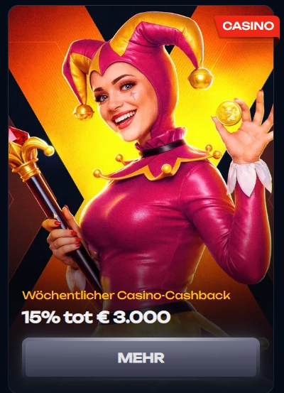 X3Bet Casino Cashback tot 15% met een maximum van €3.000