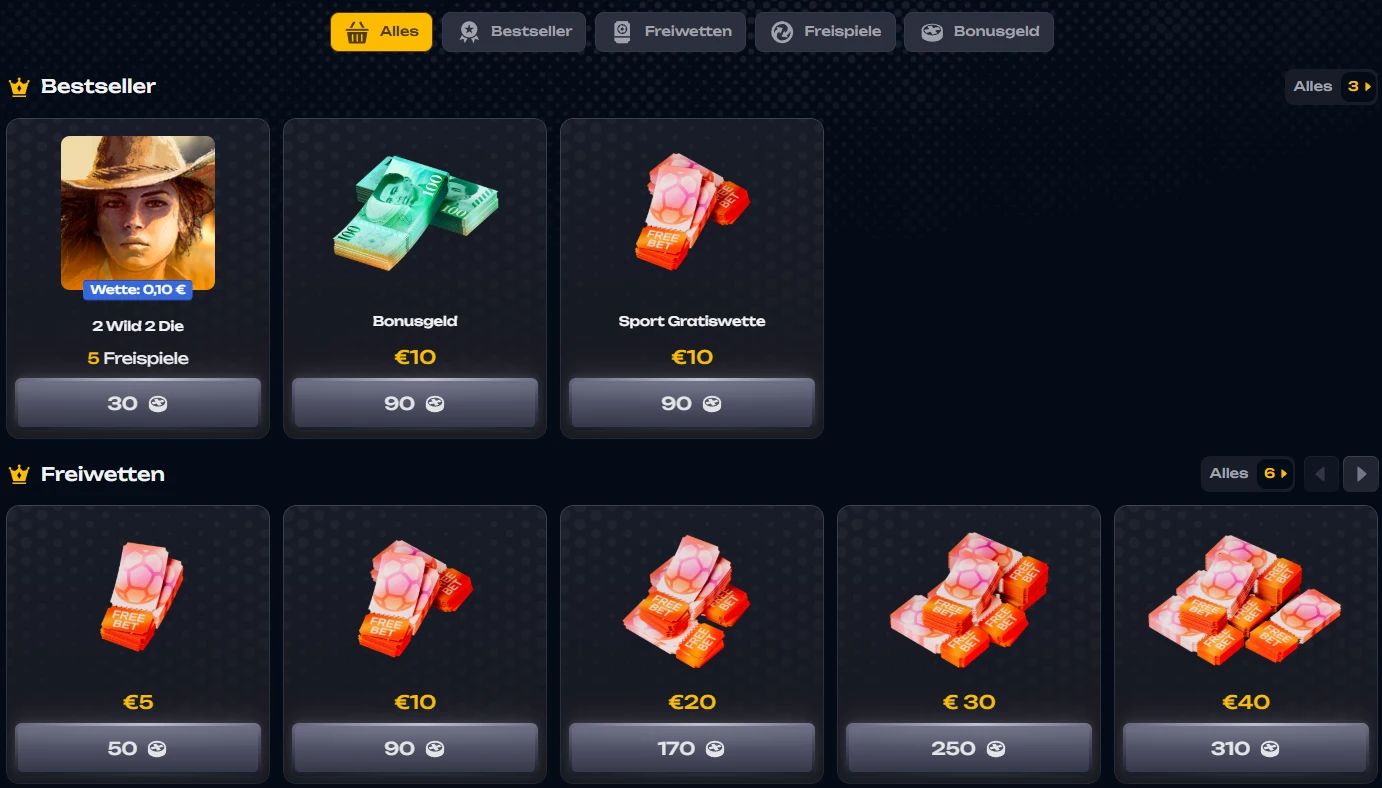 Boutique bonus X3Bet avec des jeux gratuits, des paris gratuits et de l'argent bonus